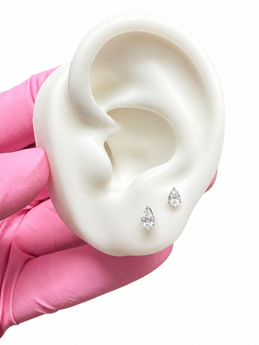 Afterglow | Clear CZ Teardrop Stud