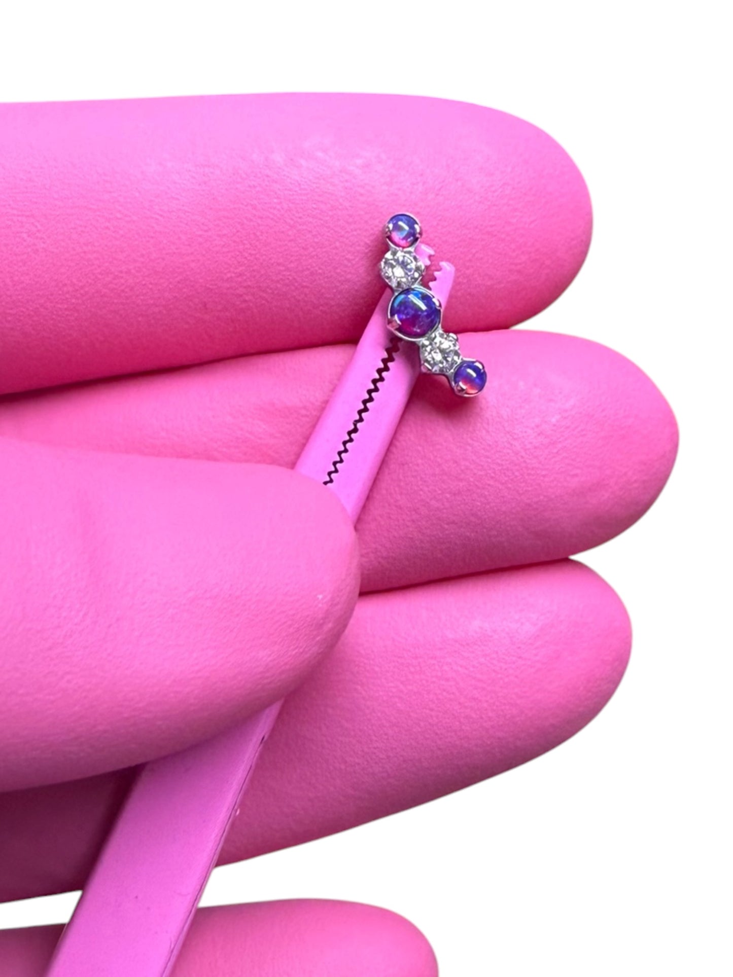 Enchanted White CZ and Purple Opal Curve