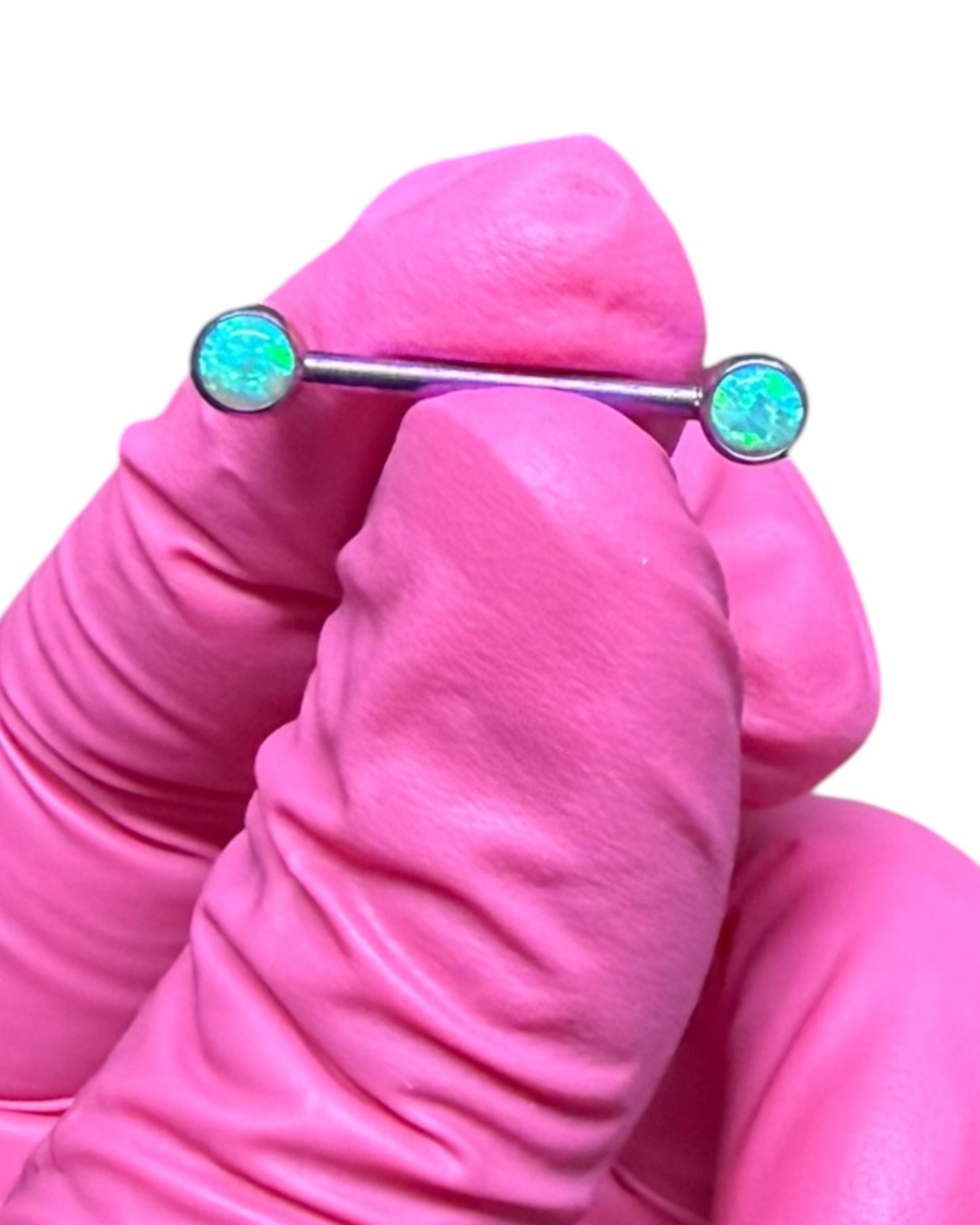 Radioactive | Lime Green Opal Titanium Nipple Barbell