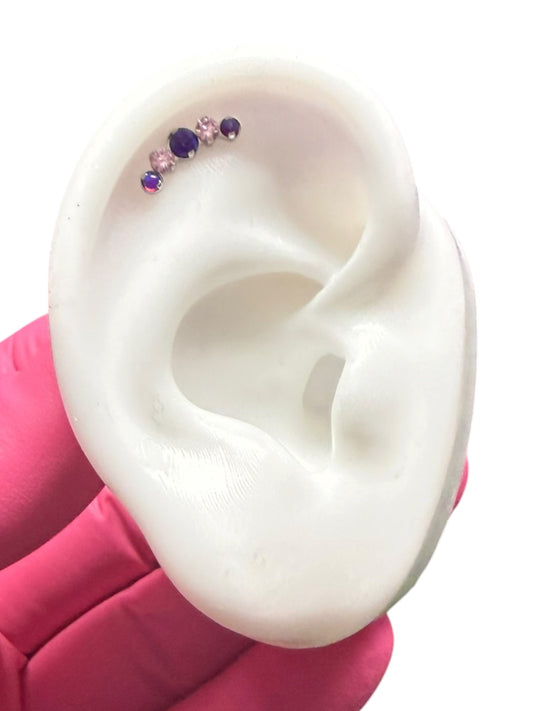 Enchanted White CZ and Purple Opal Curve